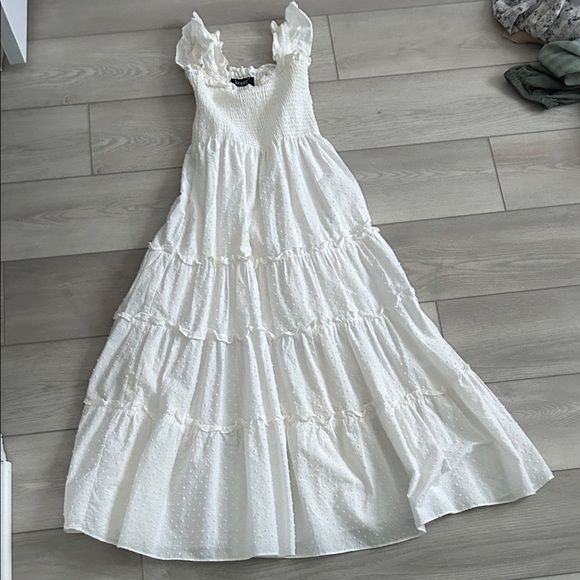 Chic White Ruffled Maxi Dress - Picture 5 of 5